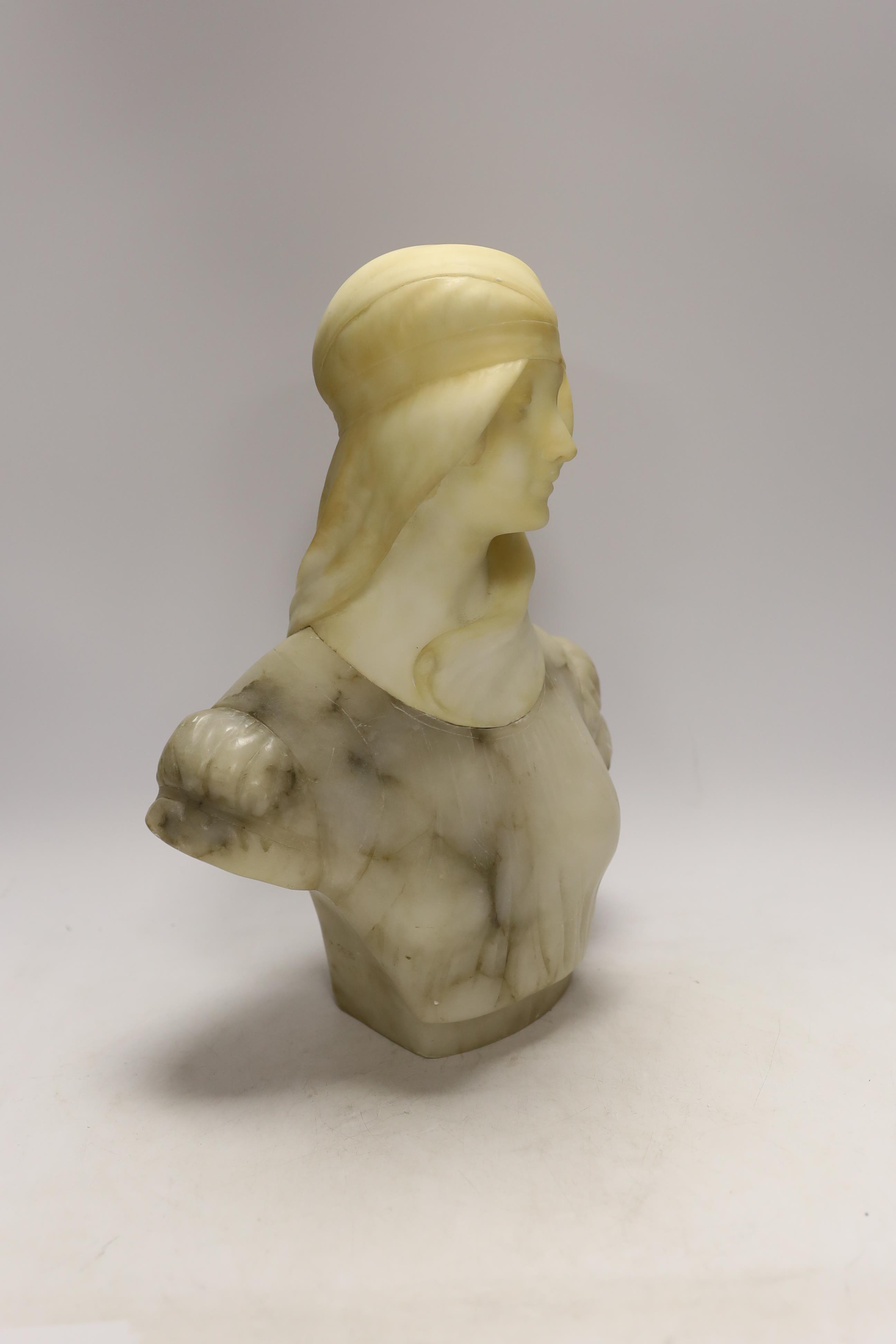 Guglielmo Pugi (1850-1915), an alabaster bust of a female, signed verso, 34cm high